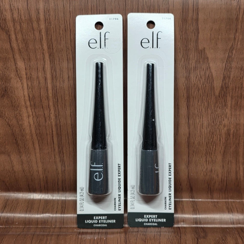 2x ELF Expert Liquid Eyeliner Charcoal 21706 Smudge Resistant Gray 0.14oz New